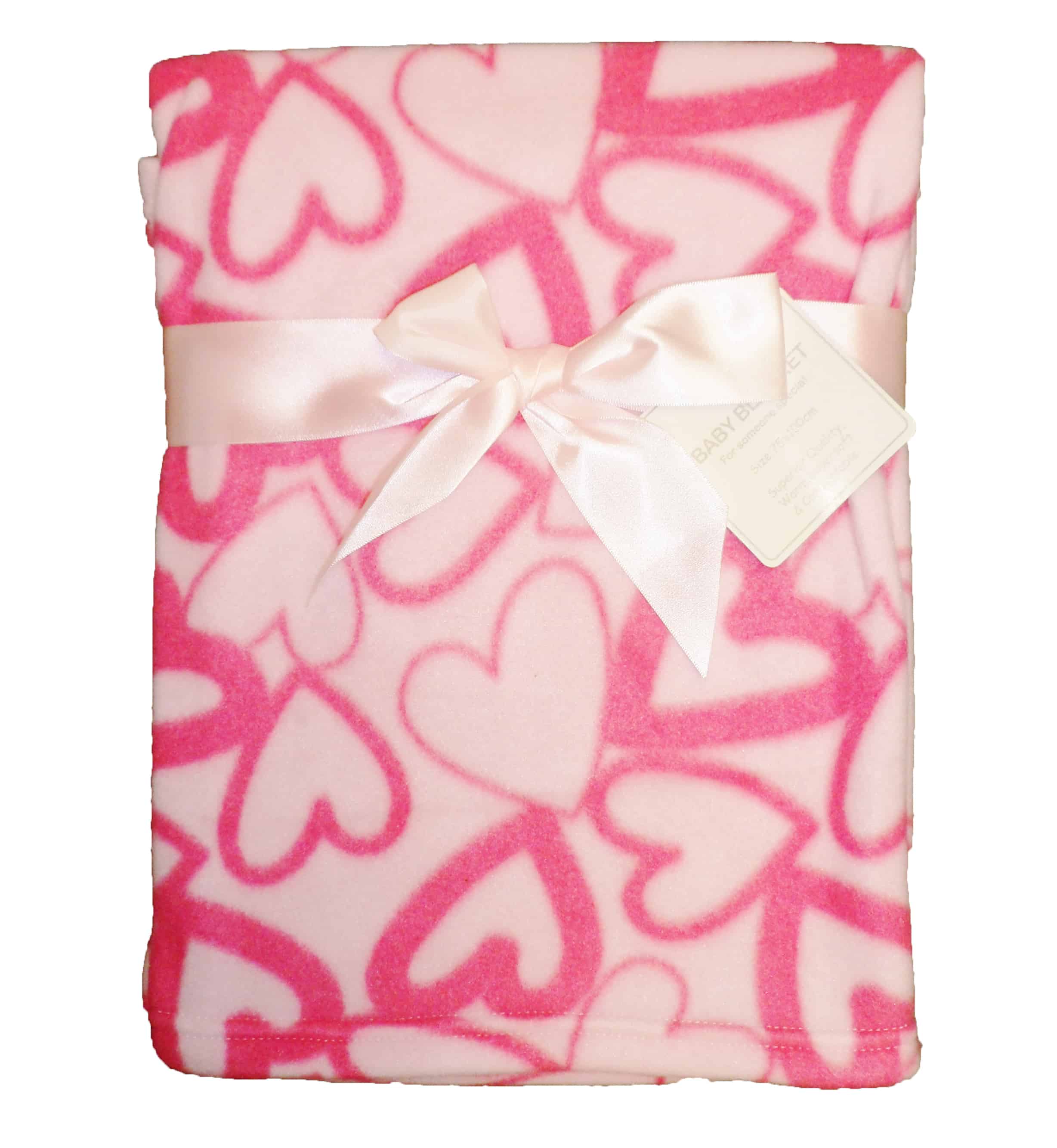 Supersoft Pram/Crib Blanket Large Hearts – Pink