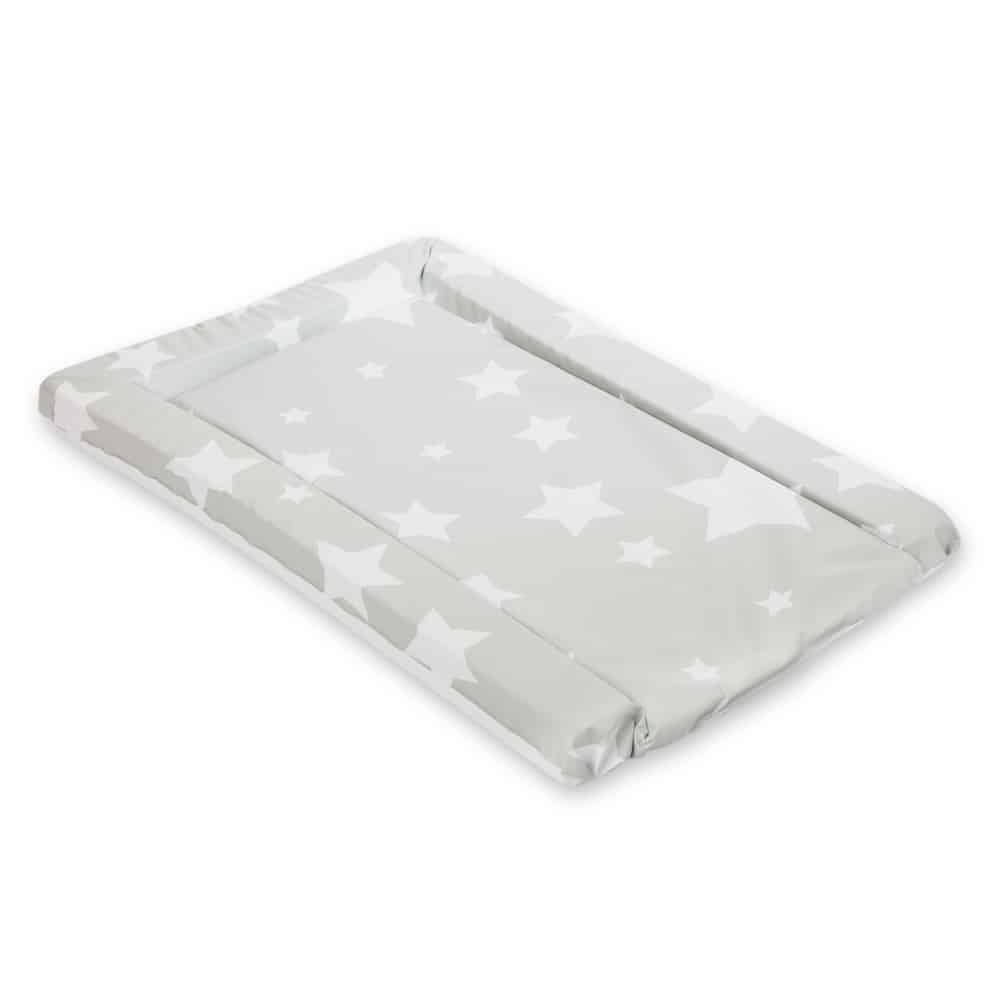 Deluxe PVC Baby Changing Mat – Light Grey Stars Design