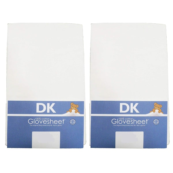 DK Fitted Sheet 100% Combed Jersey Cotton 84 x 43 cm White – 2 Pack