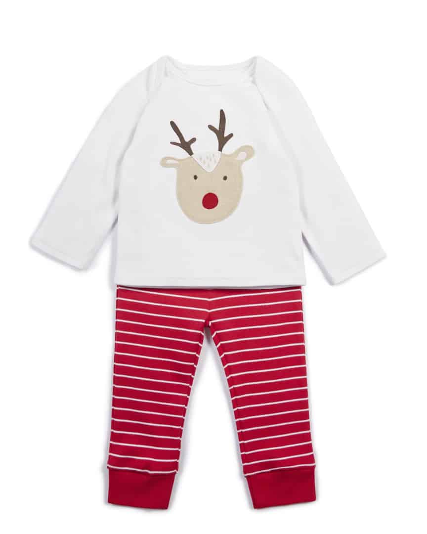 Mamas & Papas Christmas Reindeer Embroidered Pyjamas