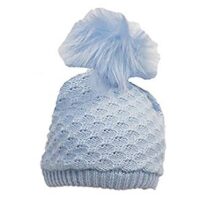 SHEL Blue Crochet Bobble Hat