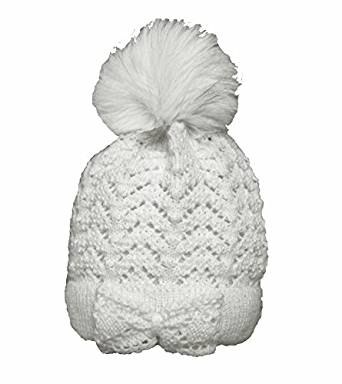 Baby Girls Crochet Knitted Bow Hat- White