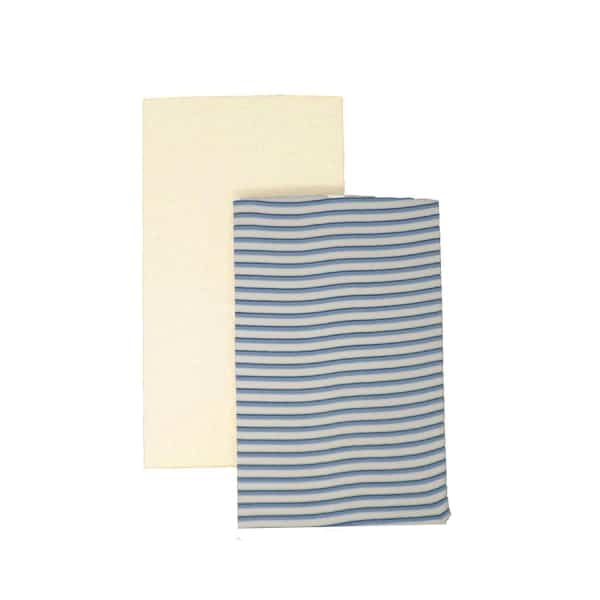 DK Fitted Sheet GOTS 100% Organic Cotton 83 x 50 cm 1 Blue Stripe & 1 Plain Cream – 2 Pack