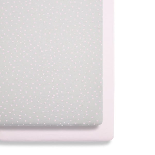 Snuz 2 Pack Crib Fitted Sheets- Pink Spot