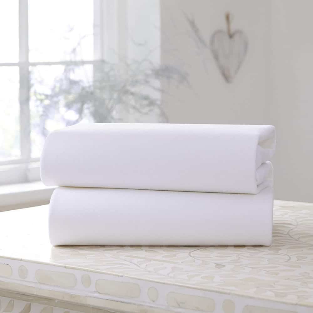 Clair De Lune 2 Pack Crib/Pram Fitted Sheets- White