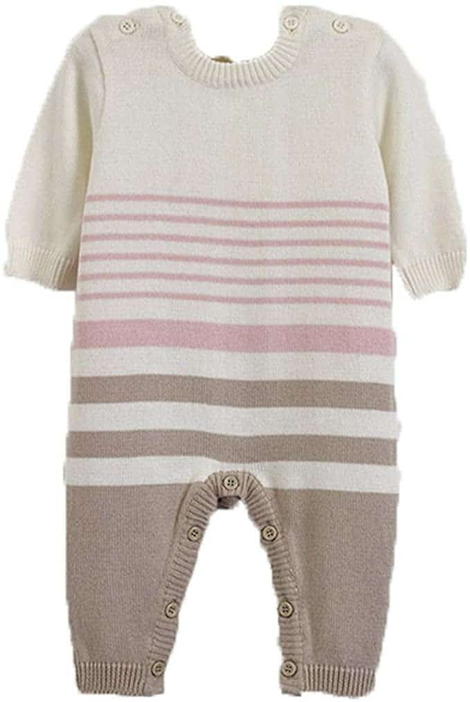 Natures Purest All in One Bodysuit Pink & Mink Striped – 0-3 Months