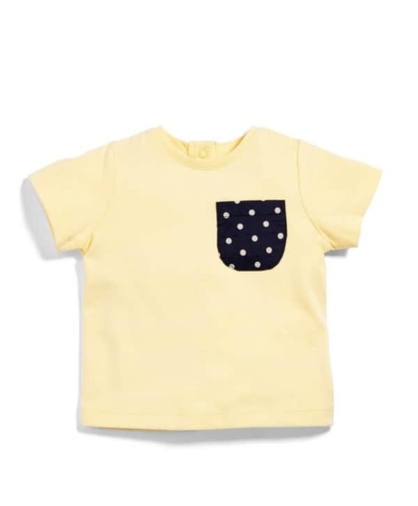 Mamas & Papas Yellow Polka Pocket T-Shirt