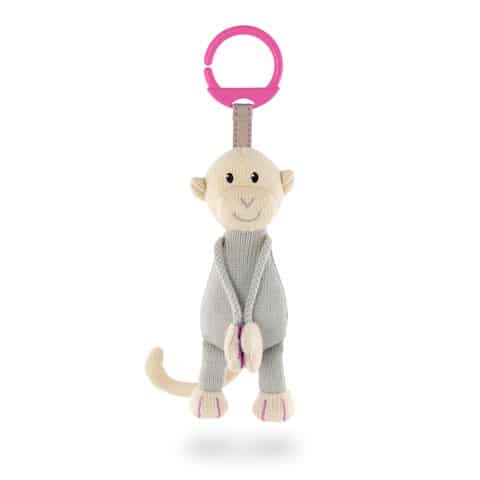 Matchstick Monkey Knitted Hanging Monkey- Pink Ring