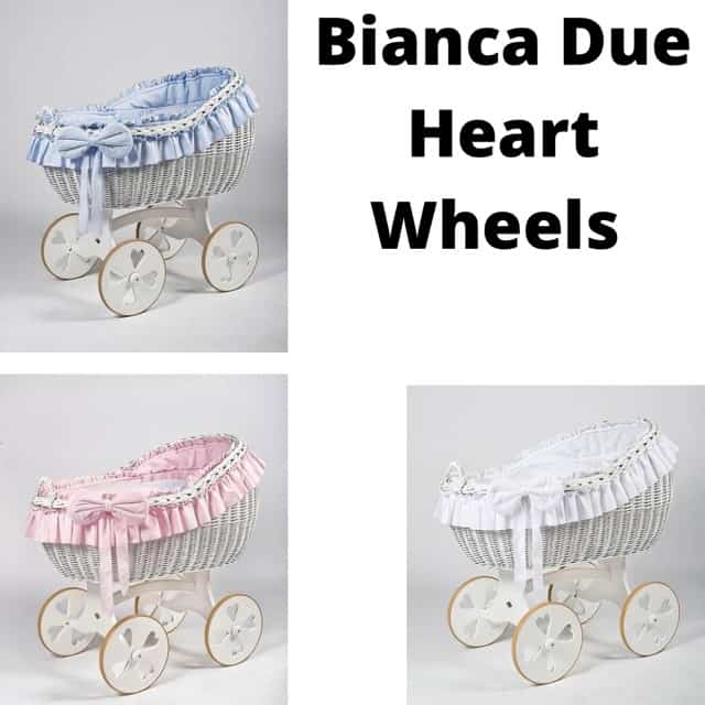MJ Mark Bianca Due Large Wicker Crib Heart Wheels