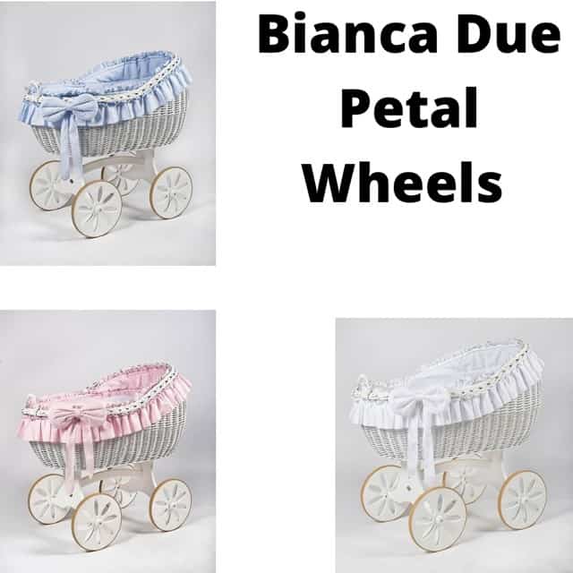 MJ Mark Bianca Due Large Wicker Crib Petal Wheels
