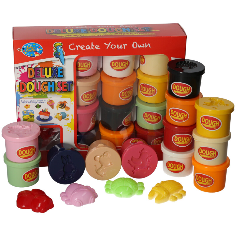 Kids Deluxe Play Dough Set with Animal Shapes & 12 Pots of Dough 3 Years +