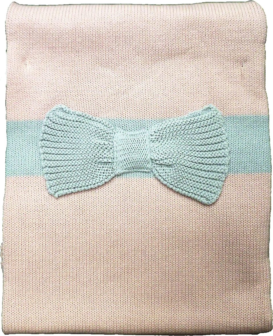 Bizzi Growin Pink Bow Knitted Blanket – 70 x 90cm