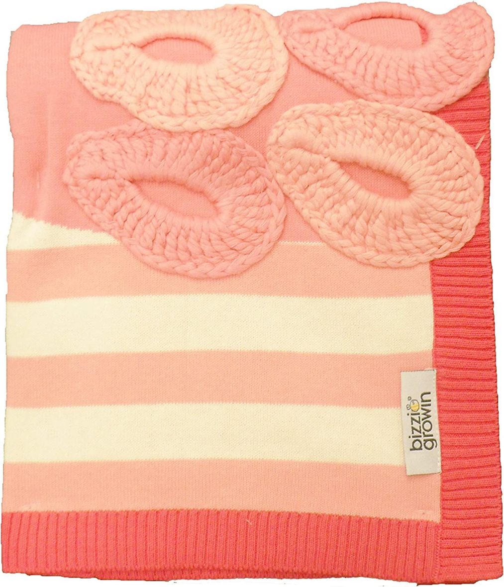 Bizzi Growin Pink Flamingo 3D Knitted Blanket – 100 x 75cm